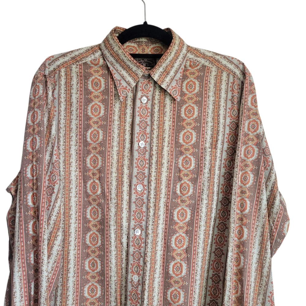 Lucky Brand Dungarees Shirt Mens L Western Medallion Stripe Button Down - Picture 4 of 11